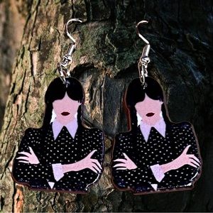 New Wednesday Adams family Halloween earrings